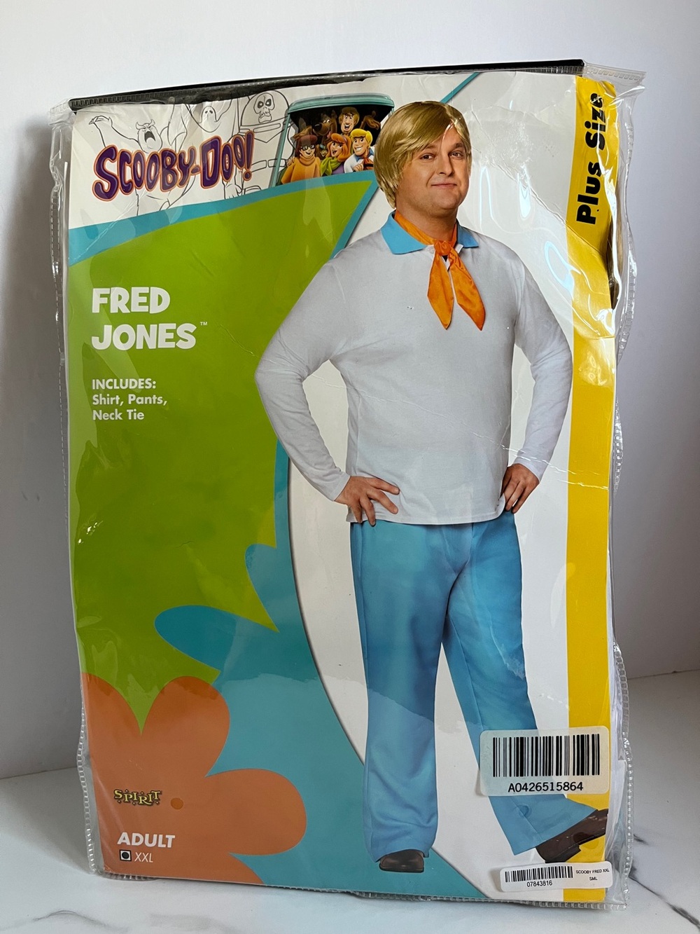 Spirit Scooby-Doo Fred Jones Adult Plus Size XXL Costume Shirt Pants wig